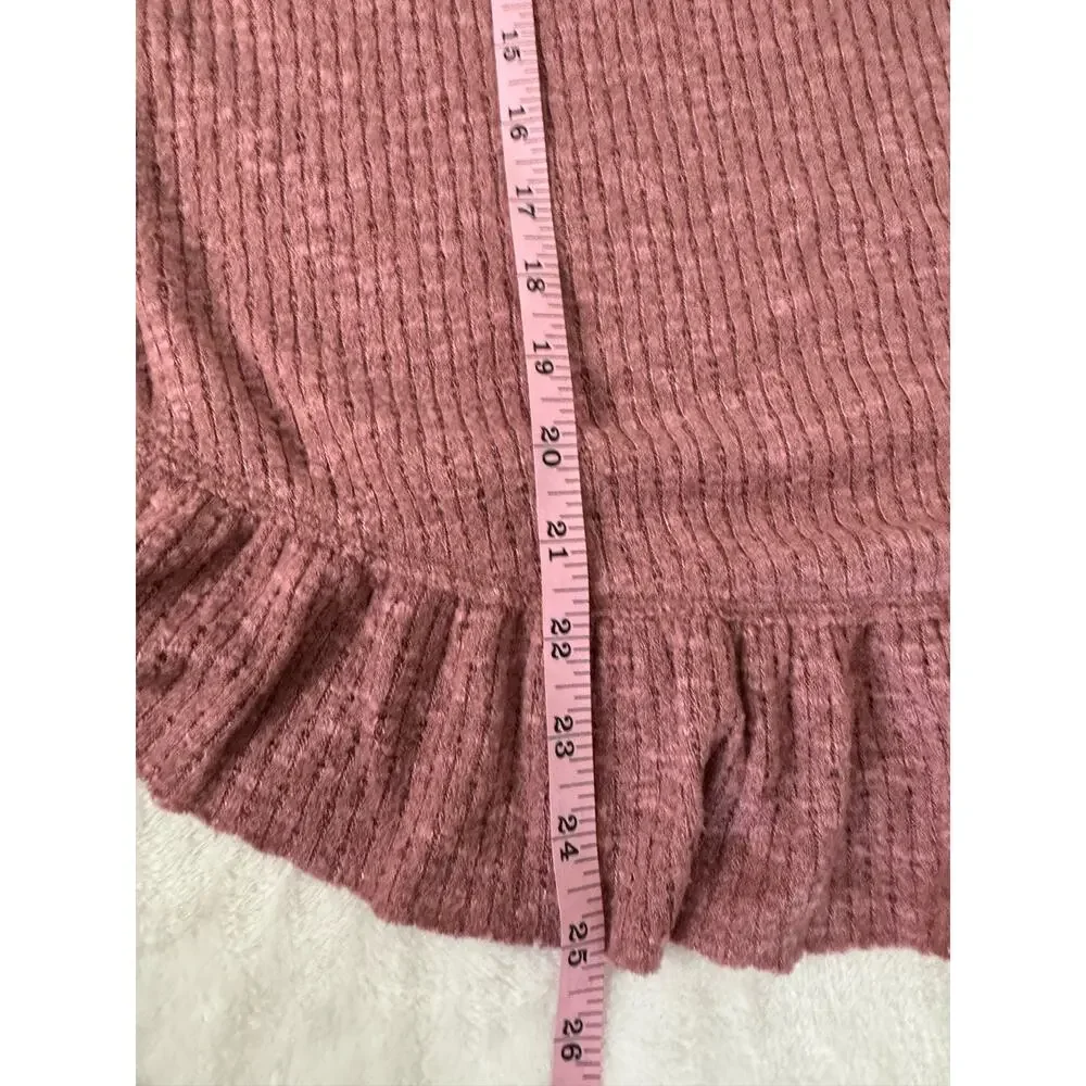 Anthropologie Maeve Addie Ruffled Hacci Sweater‎ in Mauve Size M
